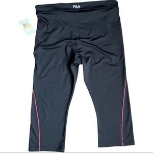 NWT Fila size medium workout leggings Capri black and bright orange